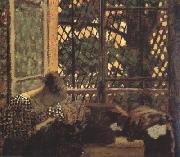 Woman sewing Before a Garden (nn020 Edouard Vuillard